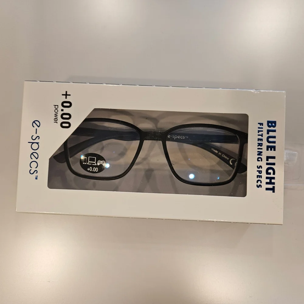 E-Specs Matte Black Blue Light Filtering Glasses New